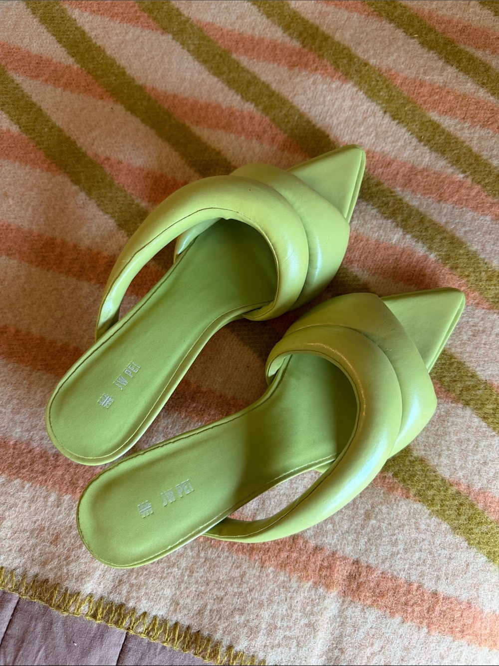 JW PEI Lime Green Pointed Toe Slip-On Mules